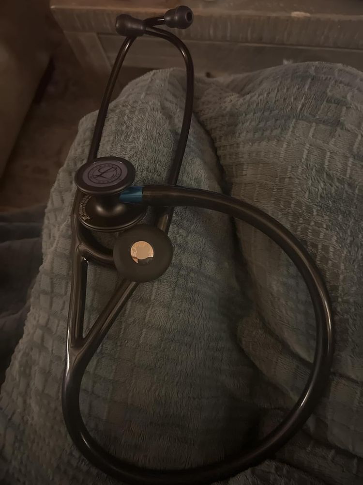 Customer photo: AirTag holder installed on a Littmann Cardiology stethoscope