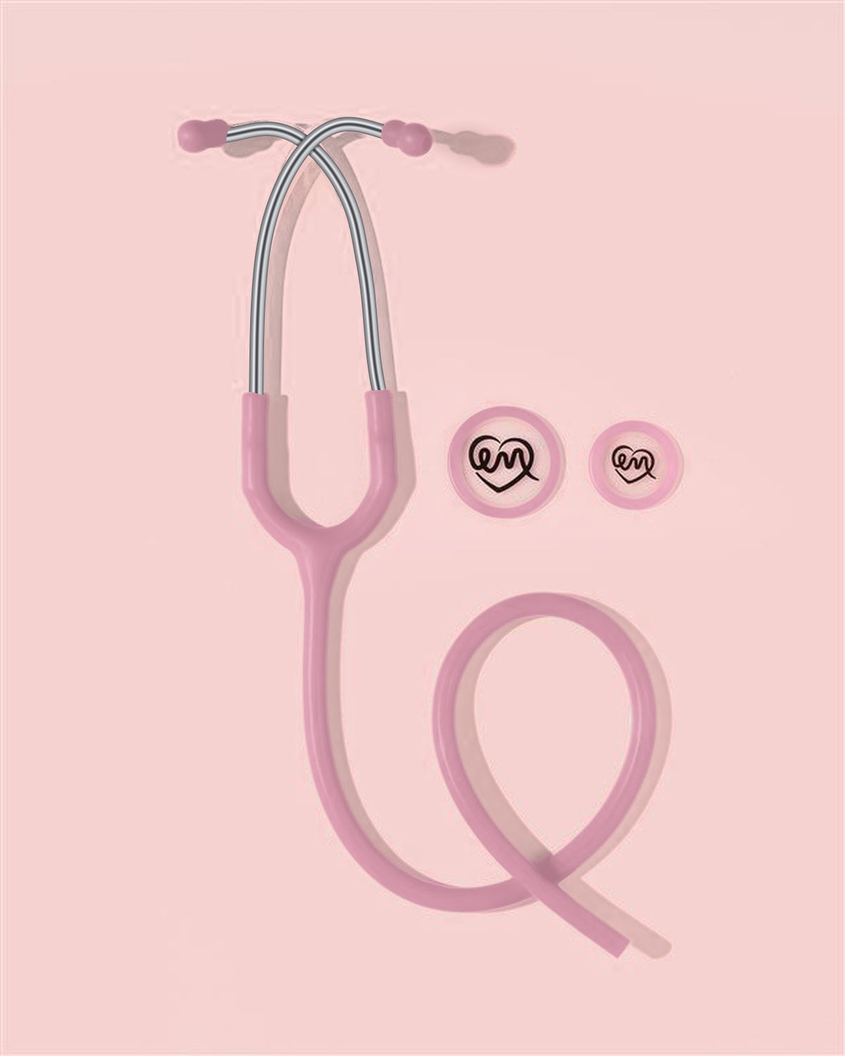 Blush Bloom custom stethoscope color kit for the Littmann Classic III: blush pink tubing, diaphragm and bell rings, and ear tips
