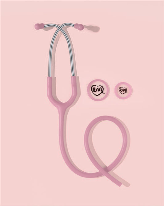 Blush Bloom custom stethoscope color kit for the Littmann Classic III: blush pink tubing, diaphragm and bell rings, and ear tips