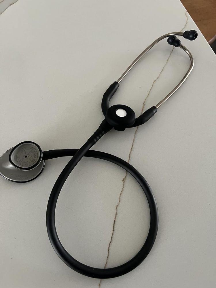Customer photo: AirTag holder installed on a Littmann Lightweight II SE stethoscope
